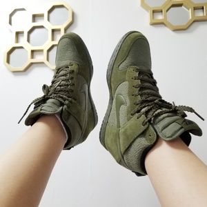 Army green nike wedge sneakers